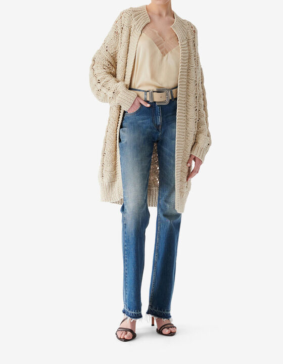 LONG OPENWORK KNIT CARDIGAN