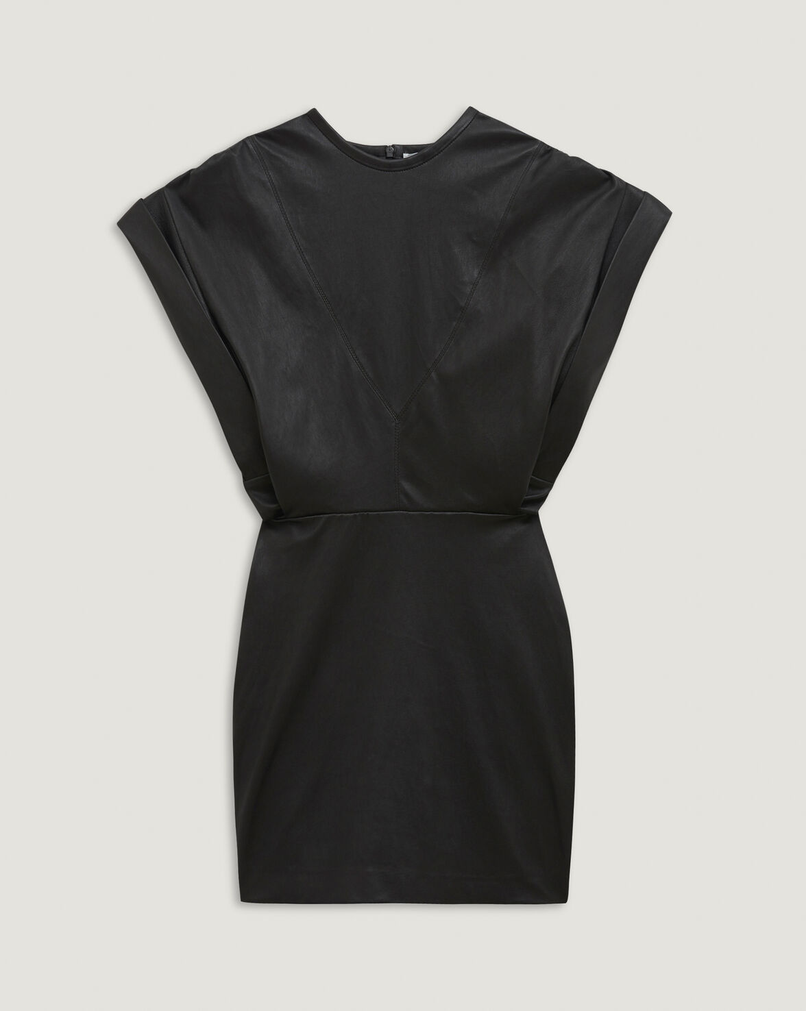 UJIN SHORT SLEEVE LEATHER MINI DRESS image number null