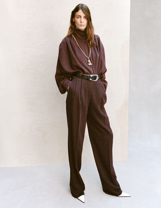 WIDE-LEG PLEATED TROUSERS