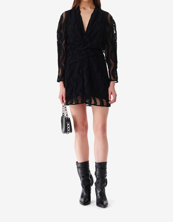 ROBE &Agrave; DENTELLE COL V CROIS&Eacute;