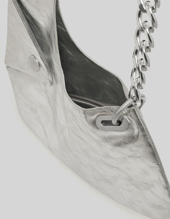 SAC PORT&Eacute; &Eacute;PAULE EN CUIR M&Eacute;TALLIS&Eacute;