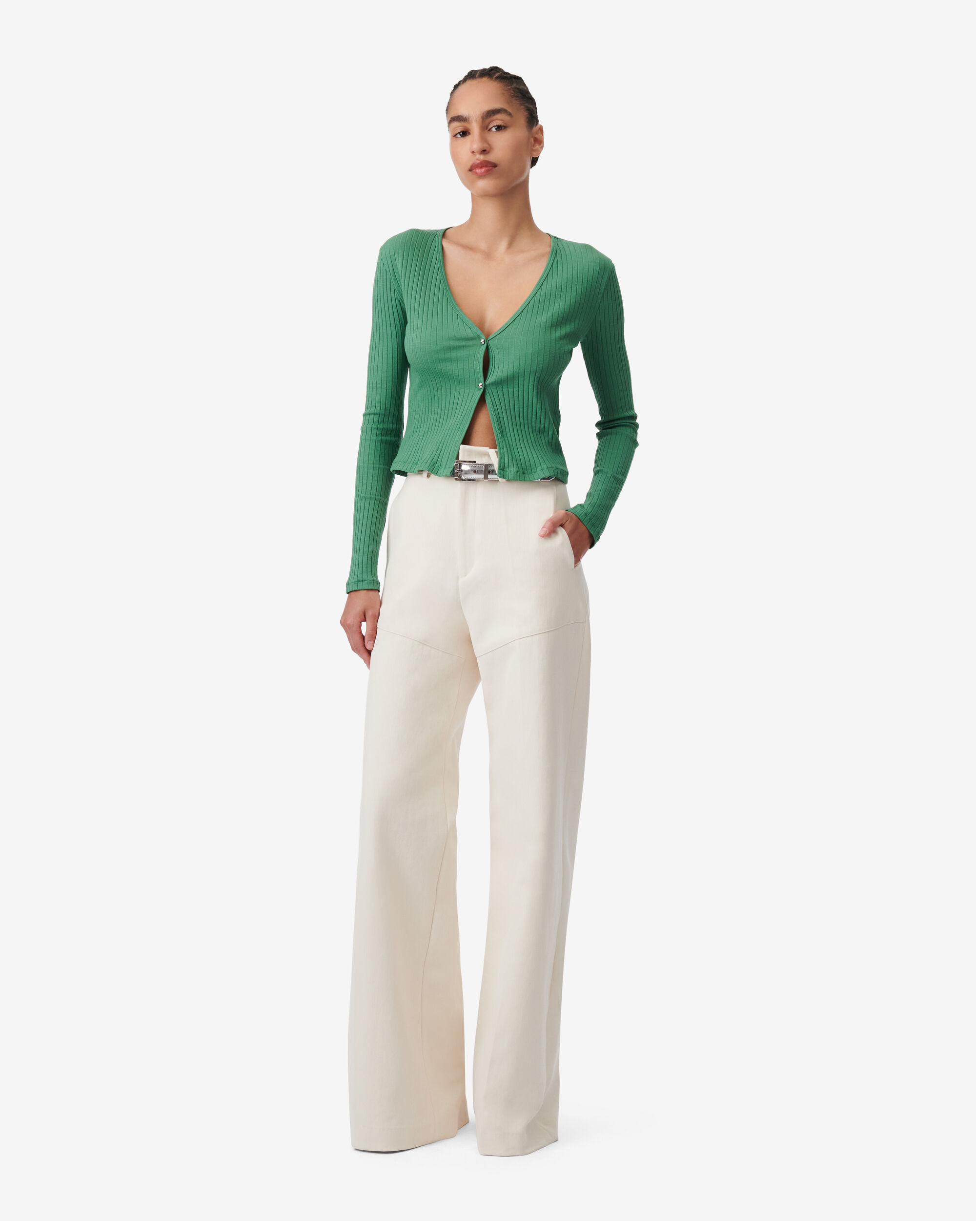 SILAS RIBBED V NECK CARDIGAN
