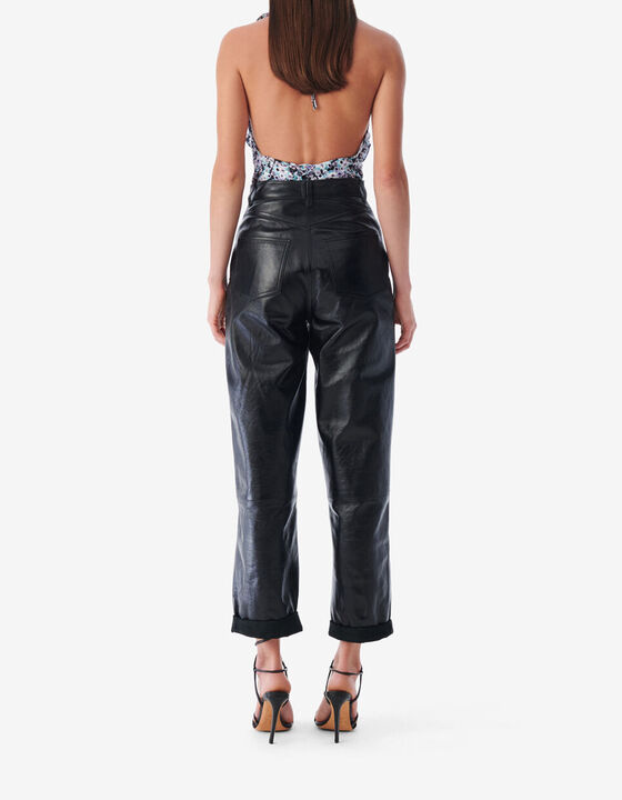 STRAIGHT-CUT PATENT LEATHER PANTS
