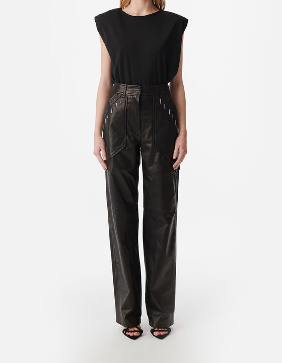 STRAIGHT-LEG LEATHER PANTS