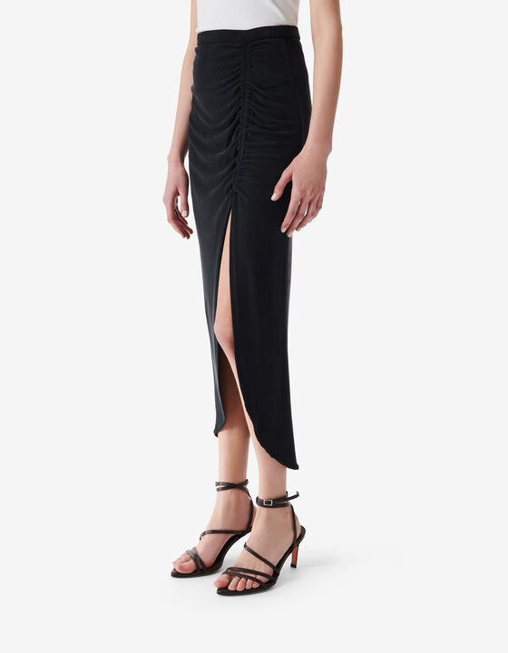 SLIT JERSEY MIDI SKIRT