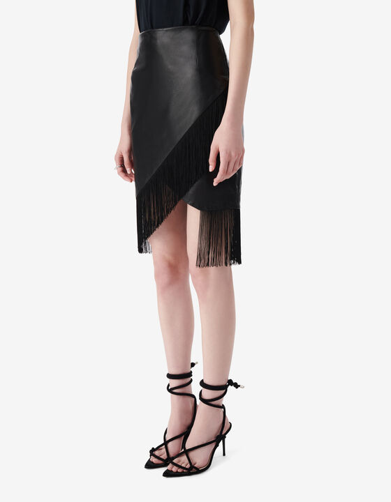 FRINGED LEATHER SKIRT