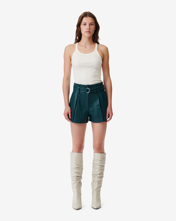 MORIN BELTED LEATHER SHORTS