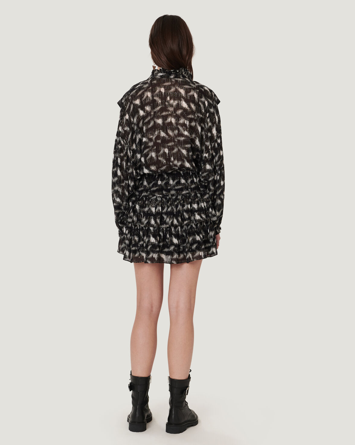 TYGA PATTERNED RUFFLE SHIRT DRESS image number null