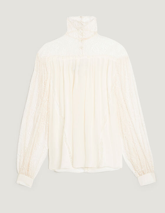DIGWED OPEN LACE HIGH NECK TOP
