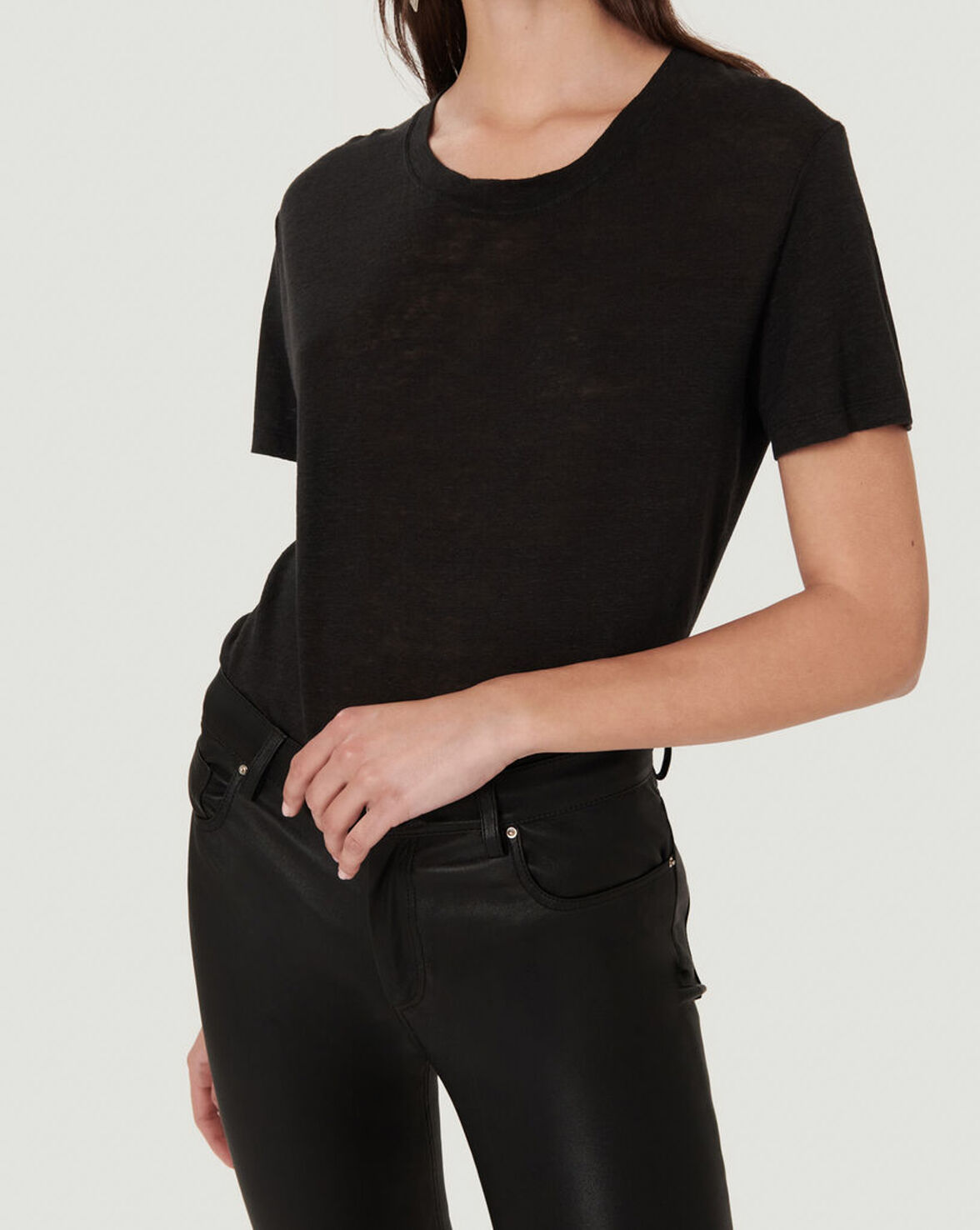 T-SHIRT COL ROND EN LIN LUCIANA image number null