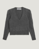 OVER PUFF SLEEVE V NECK SWEATER image number null