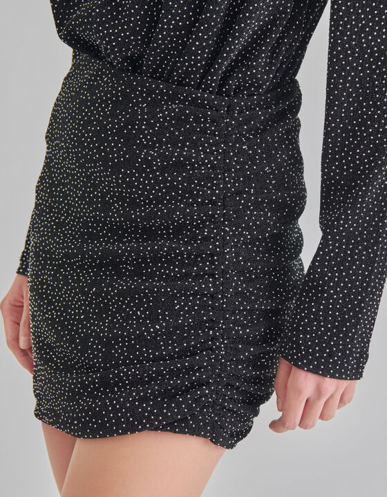 DRAPED SKIRT WITH RHINESTONES