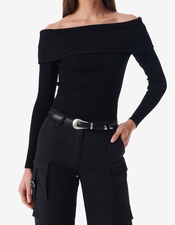 OFF-THE-SHOULDER RIBBED SWEATER