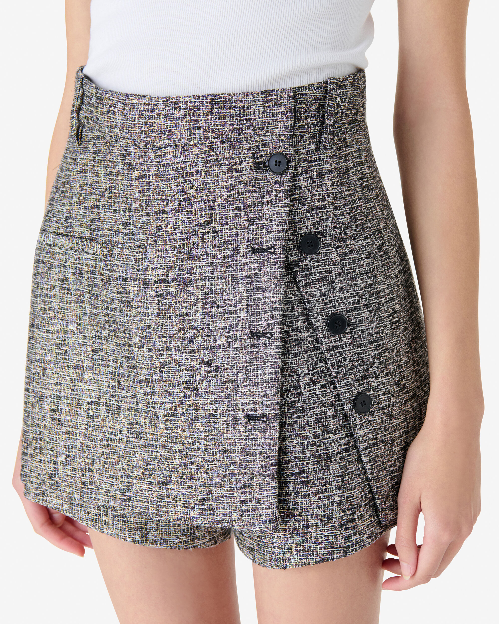 SEREN women gray iridescent tweed skirt-shorts | IRO