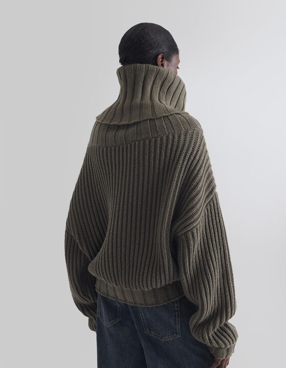 HIGH-NECK RIBBED SWEATER
