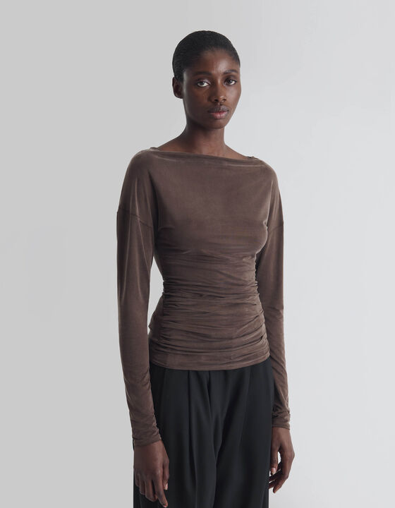 DRAPED BOAT-NECK TOP