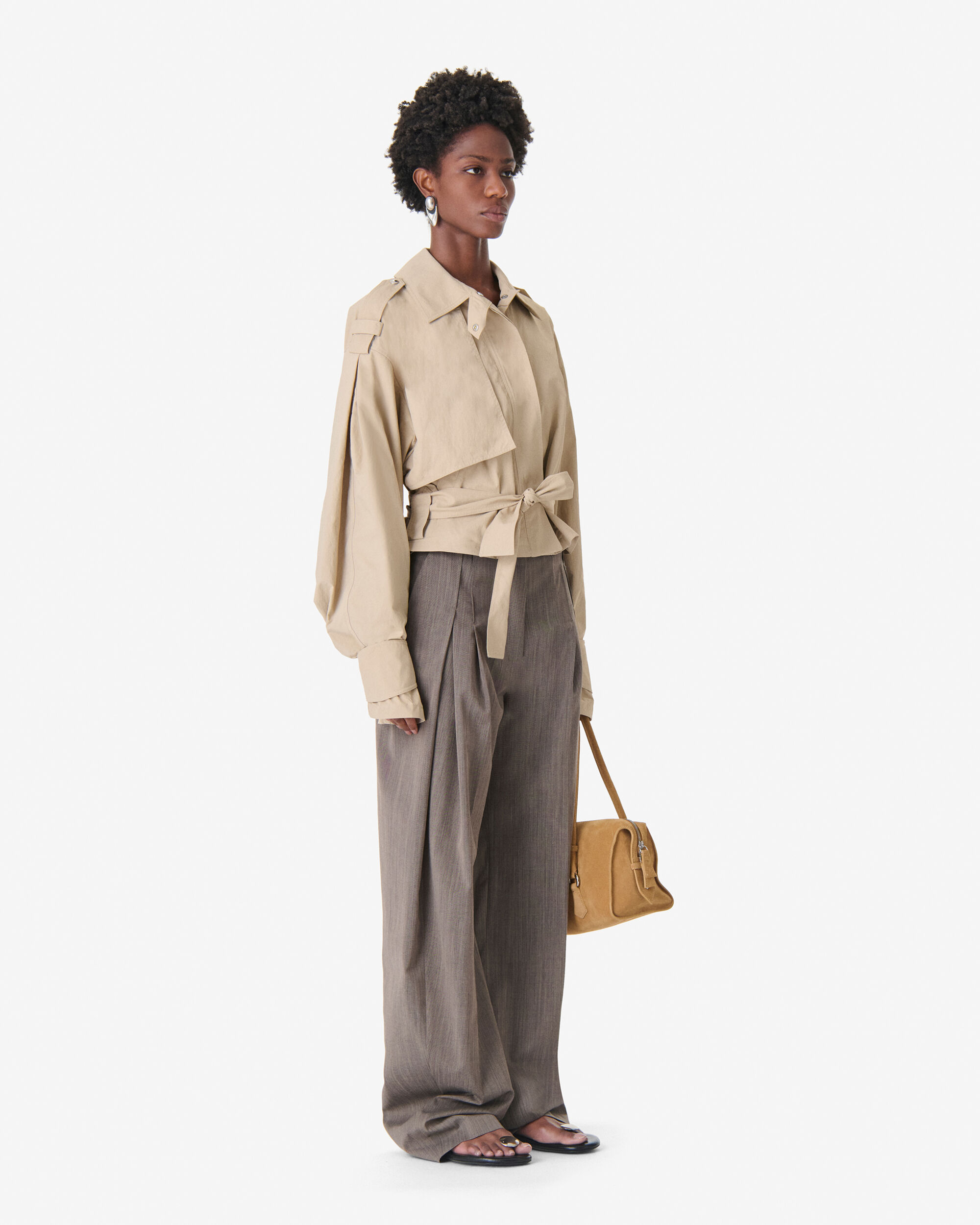 ZYNIA women beige loose-fit belted jacket | IRO