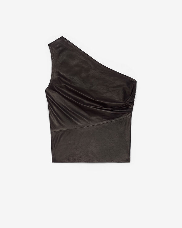 TOP ASYMÉTRIQUE EN CUIR OANA
