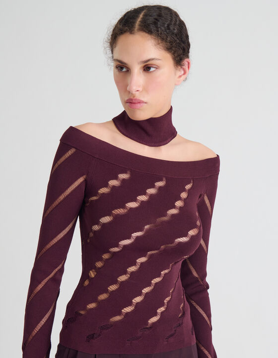 OPENWORK SWEATER WITH BARED SHOULDERS