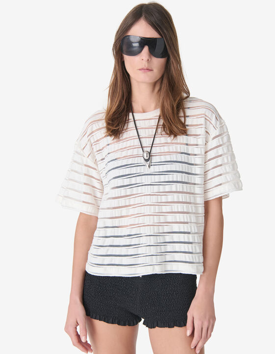 T-SHIRT TEXTUR&Eacute; &Agrave; RAYURES