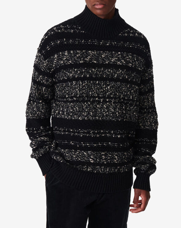 INOKO STRIPED HIGH-NECK WOOL BLEND SWEATER