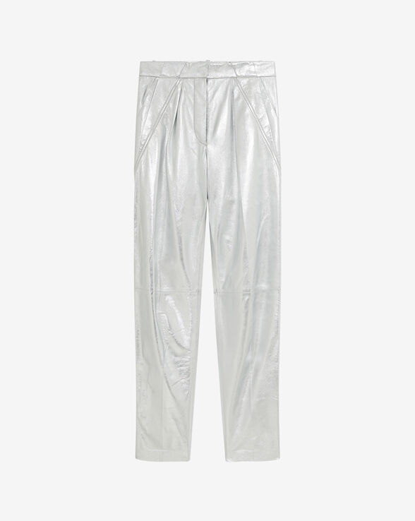 NIL SILVER LEATHER CARROT PANTS