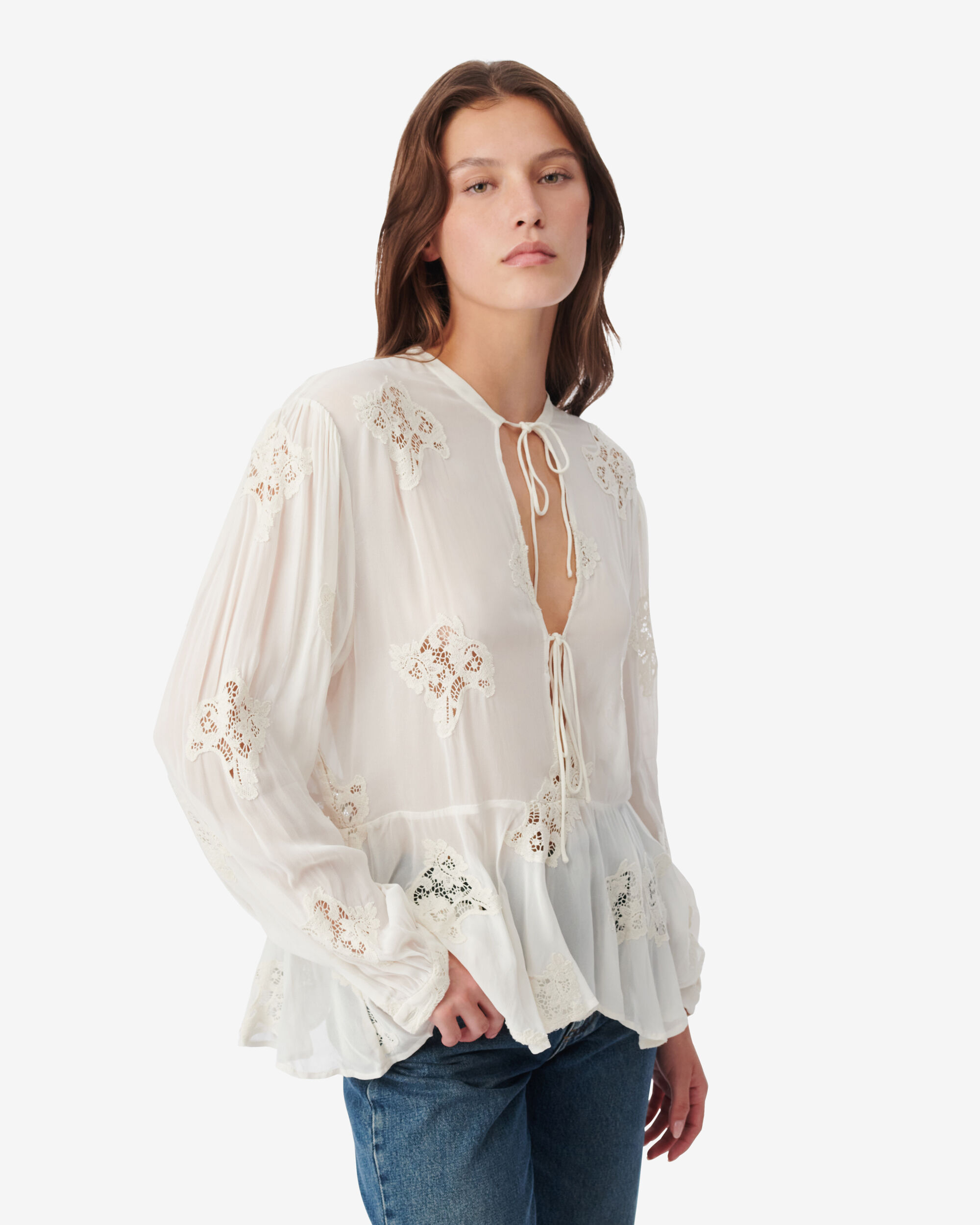 Transparent embroidered sales top