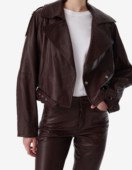 LEATHER BELTED JACKET
