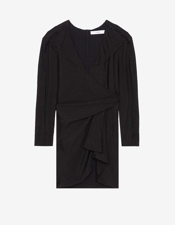 ANOKIA RUFFLED V-NECK DRESS
