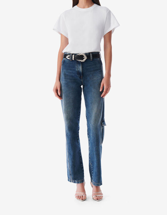 HIGH-WAISTED FADED JEANS