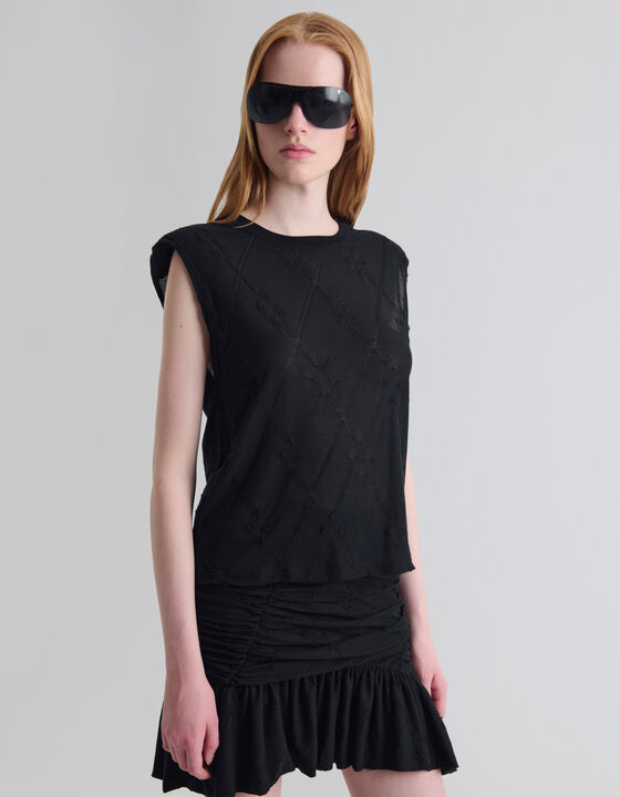 TEXTURED SLEEVELESS T-SHIRT