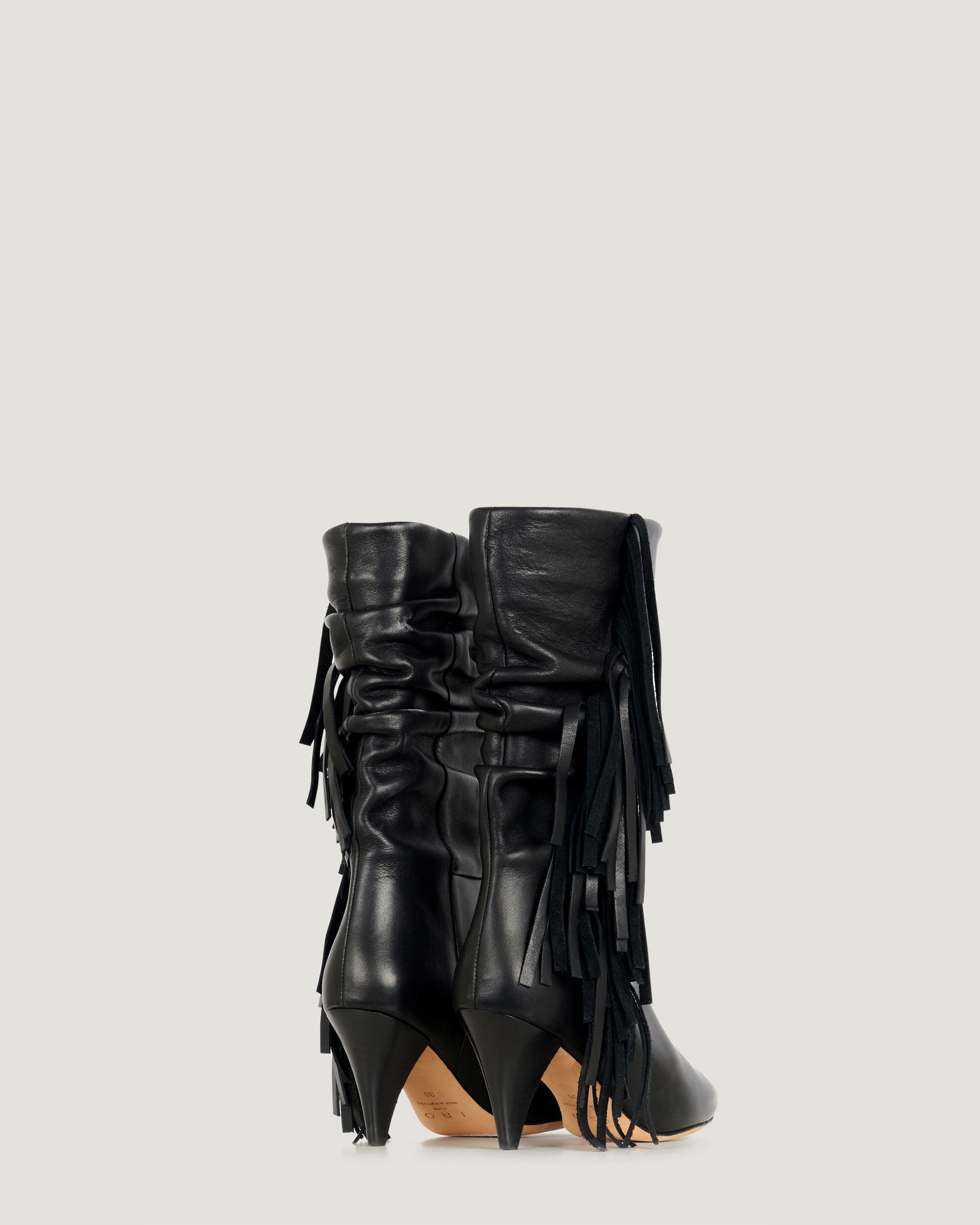 fringe leather booties