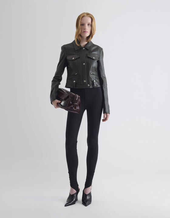 VESTE EN CUIR BI-MATI&Egrave;RE