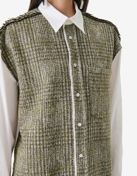 TWEED BI-MATERIAL SHIRT