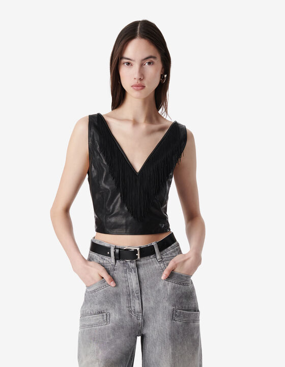 FRINGED LEATHER TOP