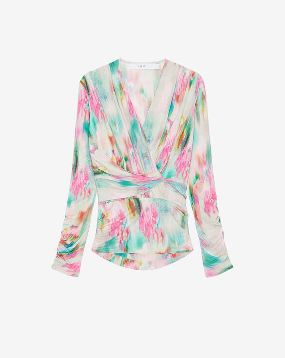 ZANDRA PRINT V-NECK TOP