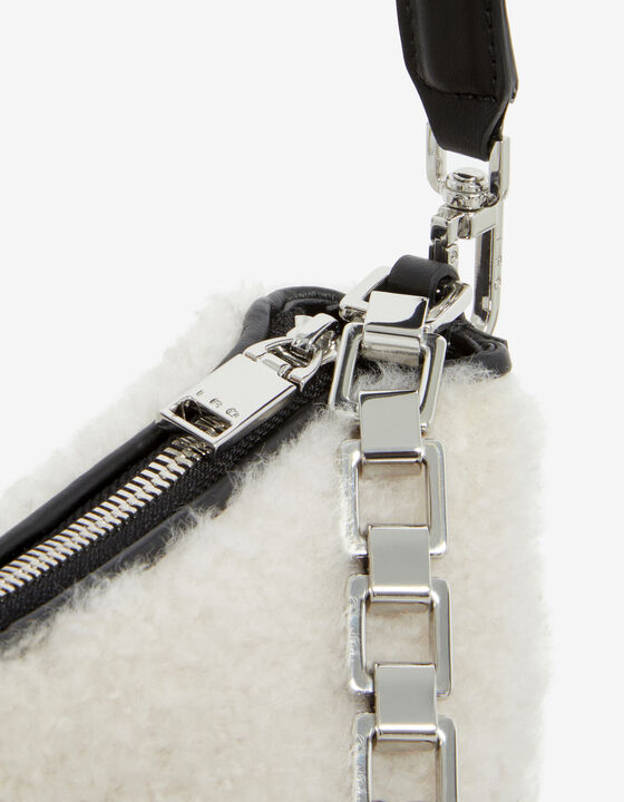 FUR SHEARLING AND LEATHER SHOULDER BAG