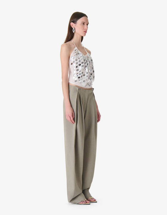 WIDE-LEG PLEATED PANTS