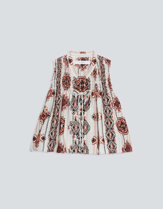 TAVA PRINTED SMOCKED TOP