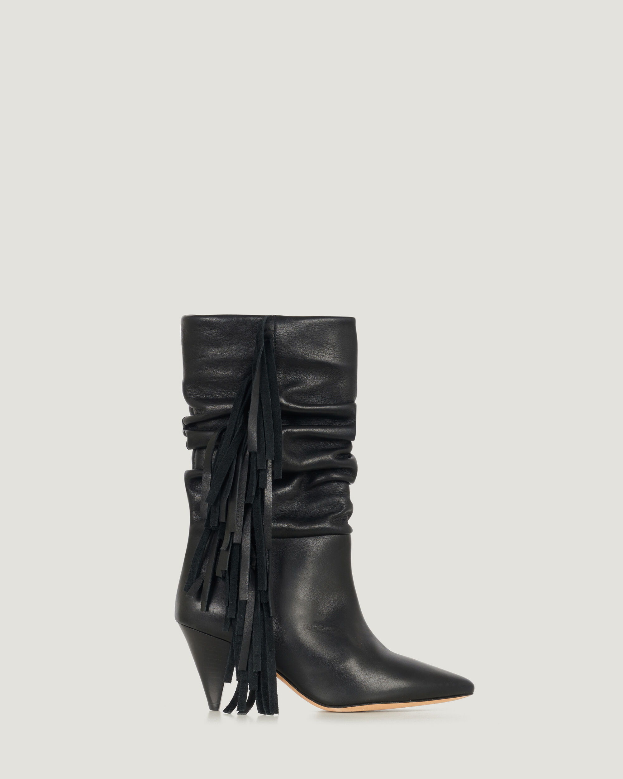 fringe leather booties