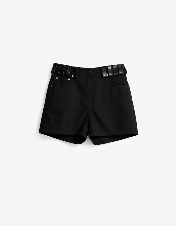 LEATHER BELT-LOOP SHORTS