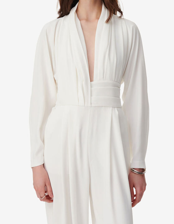 BELTED V-NECK JUMPSUIT