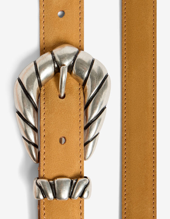 BABY SUEDE BELT WITH SCULPTED BUCKLE