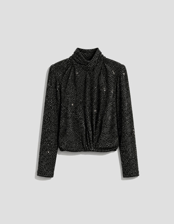 DRAPED TOP WITH RHINESTONES