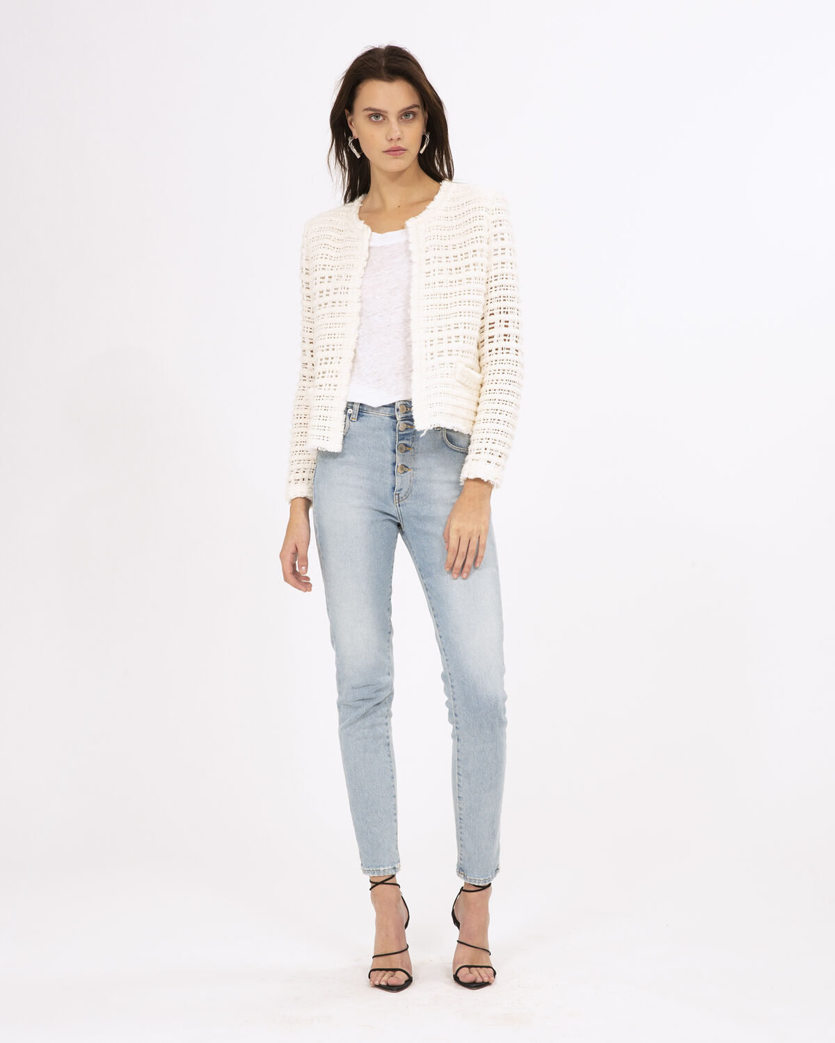 Photo of IRO Paris Startle Jacket Ecru - This Season, Iro Revisits The Tweed Jacket And Offers A Resolutely Modern Version. Its Long Openwork Sleeves And Frayed Details Will Perfectly Match Jeans And A Pair Of High Sandals. Spring Summer 19