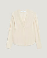 RHABI PLEATED V NECK BLOUSE TOP image number null