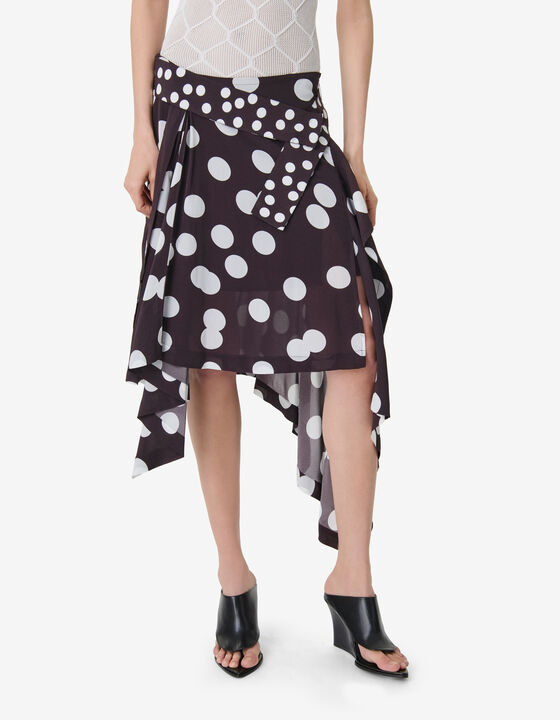 JUPE ASYM&Eacute;TRIQUE &Agrave; POIS