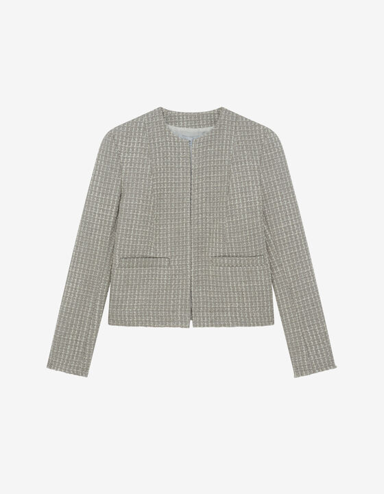 VESTE EN TWEED ARGENT&Eacute;