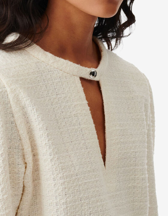 TWEED AND LUREX V-NECK TOP