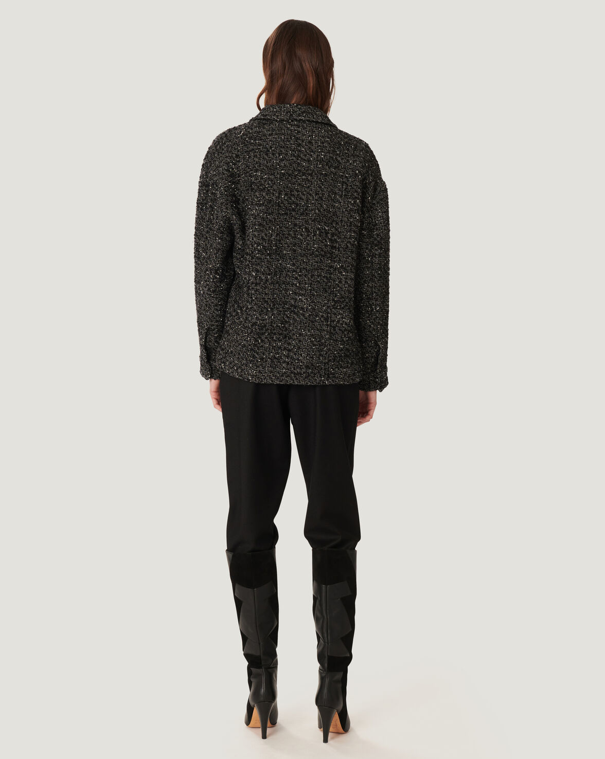 DERYA TWEED BUTTON UP OVERSHIRT image number null